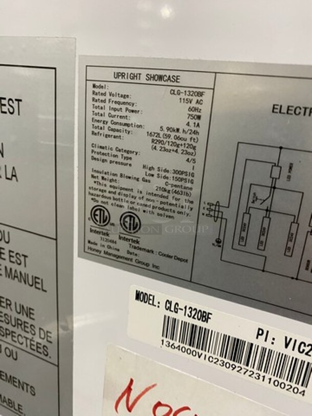 Late Model! COOLER DEPOT USA 3 Glass Door Reach In  Cooler Refrigerator Merchandiser!  Model CLG-1320BF 115V/60Hz On Casters - Image 4 of 5