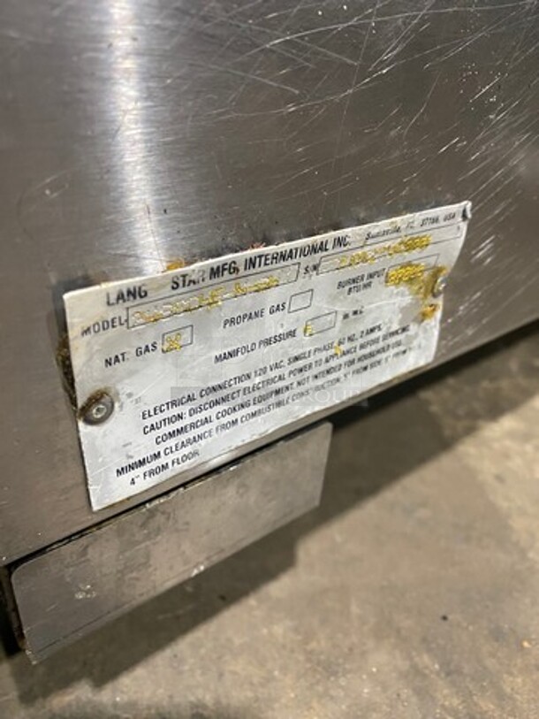 Lang Commercial Countertop Natural Gas Powered Mirror Shine Flat Top Griddle! With Thermostatic Controls! Built In Hood! With Back And Side Splashes! All Stainless Steel! On Legs! SELECTRONIC SERIES! - Image 9 of 10