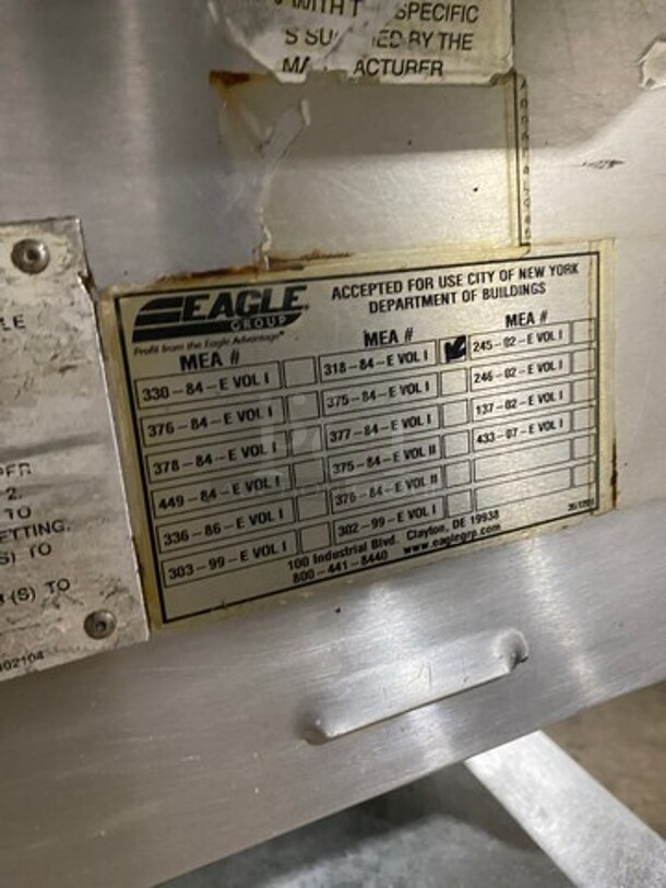 Eagle Commercial Electric Powered Steam Table! With 2 Over Head Shelves! All Stainless Steel! On Legs! - Image 8 of 10