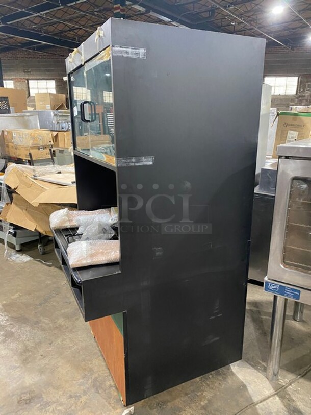 New! Out Of The Box! Structural Concepts Bakery Goods/Food Display Case Merchandiser! Commercial Work Top/ Prep Station! With Overhead Cabinet! With Food Pan Cut Out! 3 Small Compartment Storage! With Legs! - Image 2 of 11