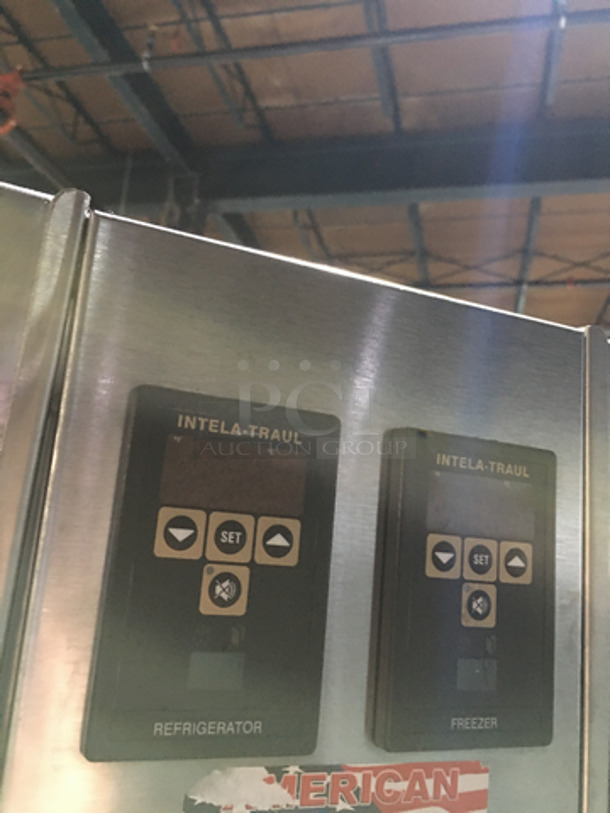 MUST HAVE! Traulsen 2 Door Half Cooler Half Freezer Combo Unit! All Stainless Steel! On Casters! Model: ADT232WUT-FHS  - Image 7 of 8