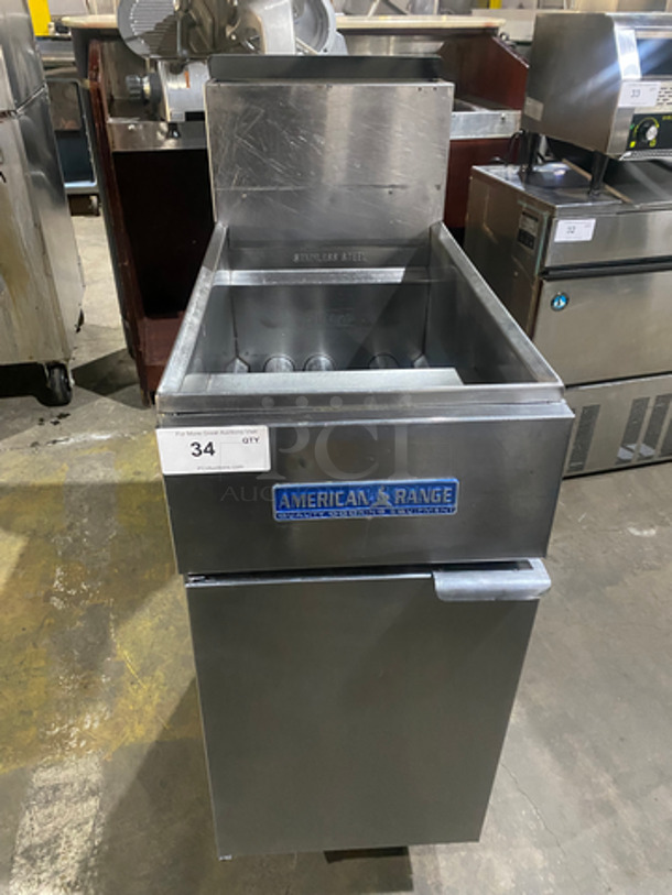 America Range Commercial Natural Gas Powered Deep Fat Fryer! With Backsplash! All Stainless Steel! On Legs!