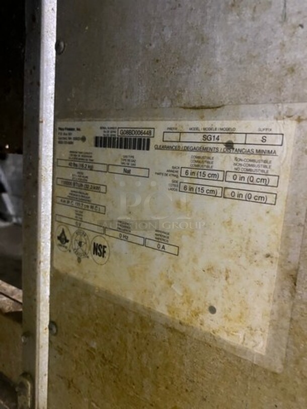 Pitco Frialator Commercial Natural Gas Powered Deep Fat Fryer With Dump Station! All Stainless Steel! On Casters! Model: SG14 SN: G08BD006448 - Image 11 of 12