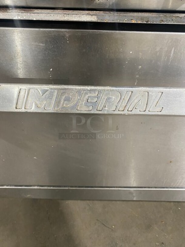 Imperial Commercial Natural Gas Powered 6 Burner Stove! With Raised Back Splash & Salamander Shelf! With Oven Underneath! All Stainless Steel! On Casters!
 - Image 9 of 10