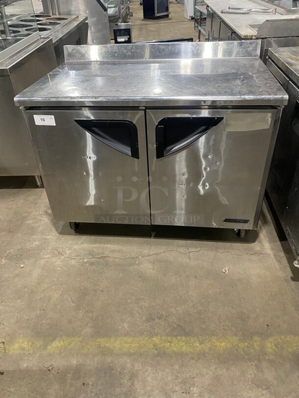 Turbo Air Commercial 2 Door Lowboy/Worktop Cooler! With Backsplash! All Stainless Steel! On Casters! WORKING WHEN REMOVED! Model: TWR48SD 115V 60HZ 1 Phase