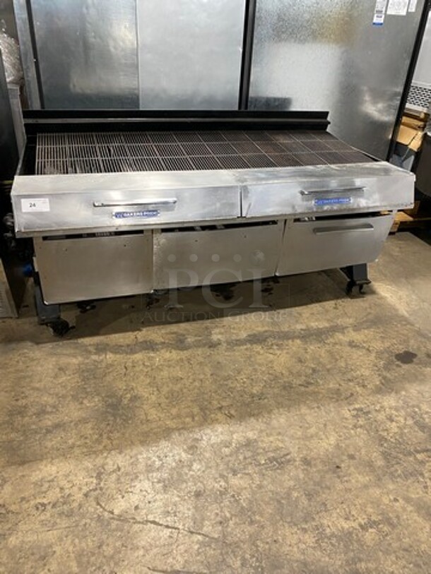 NICE! Bakers Pride Commercial Gas Powered Char Broiler Grill! With Back Splash! All Stainless Steel! On Casters!