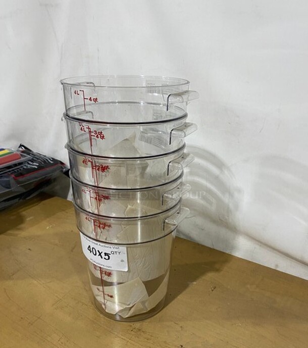 NEW! Cambro 4QT Clear Round Poly Food Storage Container! MODEL RFSCW4 5X Your Bid! - Image 2 of 7
