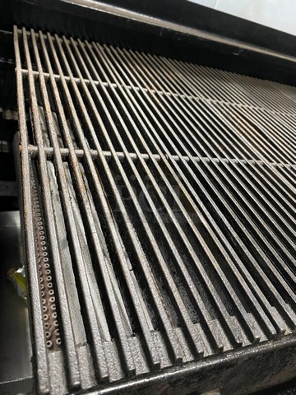 NICE! Bakers Pride Commercial Gas Powered Char Broiler Grill! With Back Splash! All Stainless Steel! On Casters! - Image 6 of 10