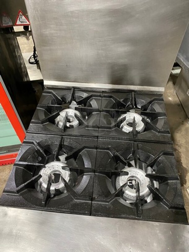 American Range Commercial Natural Gas Powered 4 Burner Stove! With Raised Back Splash! With Oven Underneath! All Stainless Steel! On Legs! - Image 5 of 10