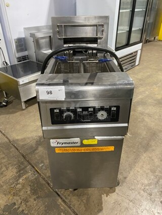 FRYMASTER Commercial Electric Powered Split Bay Deep Fat Fryer! With Metal Frying Baskets! All Stainless Steel! On Casters Model: RE1142SE Serial 1508NA0057 208V/60HZ/3 Phase!