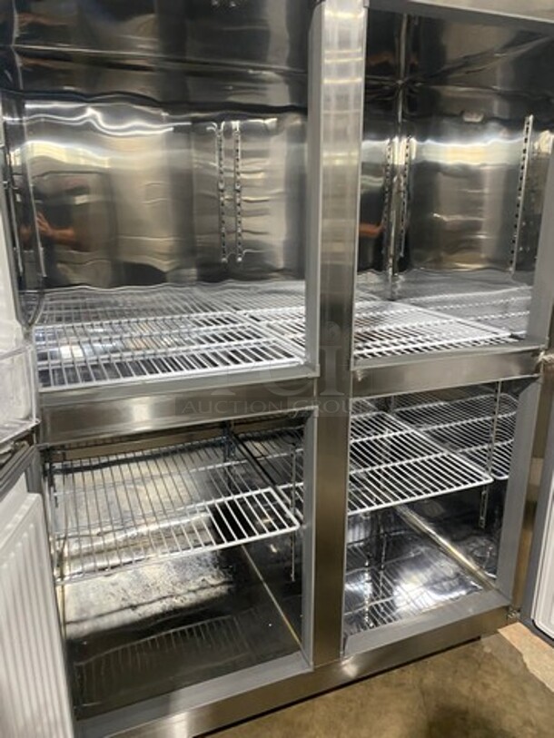 UNIQUE DAESUNG ALL STAINLESS-STEEL Dual Compressor 4 Split Door  Reach In Freezer! Model UDS45FIR!  On Casters! - Image 4 of 7