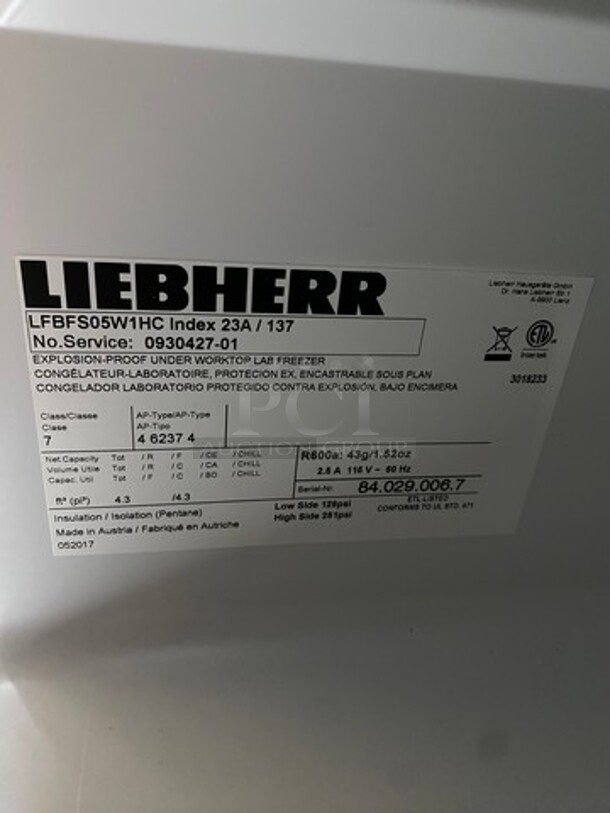 NICE! SCRATCH-N-DENT! Liebherr Commercial Undercounter/ Countertop Single Door Freezer! With Poly Shelves! Model: LFBFS05W1HC SN: 840290067 115V - Image 9 of 11