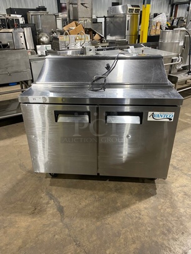 Avantco Commercial Refrigerated Mega Top Sandwich Prep Table! With 2 Door Storage Space Underneath! All Stainless Steel! On Casters! Model: 178APT48HC SN: 6302424718081717 115V