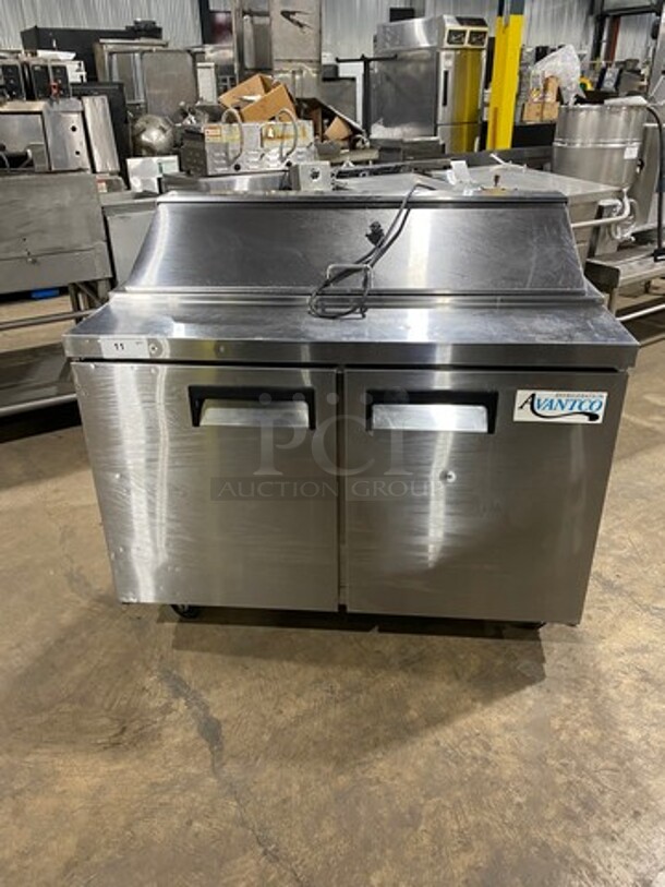 Avantco Commercial Refrigerated Mega Top Sandwich Prep Table! With 2 Door Storage Space Underneath! All Stainless Steel! On Casters! Model: 178APT48HC SN: 6302424718081717 115V - Image 1 of 7