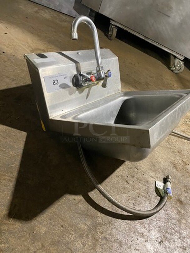 Commercial Stainless Steel Hand Sink! With Back Splash! With Faucet And Handles! - Image 2 of 9