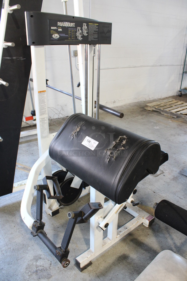 Paramount Model AP-2300 Metal Commercial Floor Style Biceps Curl Machine. Maxes Out At 250 Pounds. 37x43x62