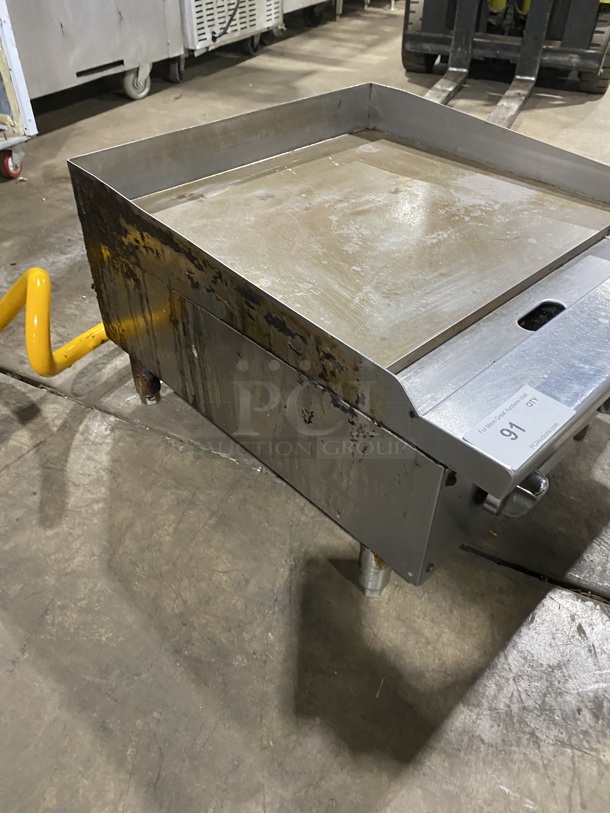 NICE! COOK RITE Stainless Steel Commercial Countertop Natural Gas Powered 24 Inch Flat Top Griddle! On Legs! Working When Removed!  - Image 2 of 7