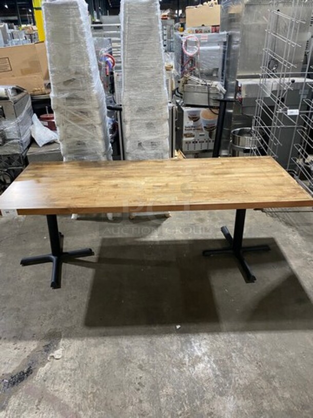 Brand New! Red Oak Full Solid Wood 34  By 84 1.5" Thick BUTCHER BLOCK Style Dining Table! Golden Maple Finish! On Metal Legs!  - Image 1 of 10