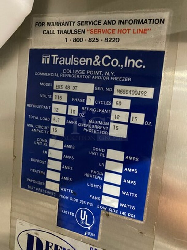 WOW! Traulsen Commercial 2 Door And 2 Drawer Reach In Cooler! With Racks! All Stainless Steel! Model: ERS48DT SN: M655400J92 115V 60HZ 1 Phase - Image 9 of 11