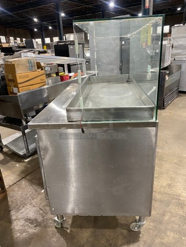 Commercial Refrigerated Food Serving Station Counter/ Cold Pan! With Sneeze Guard! Stainless Steel Body! On Casters! - Image 3 of 7