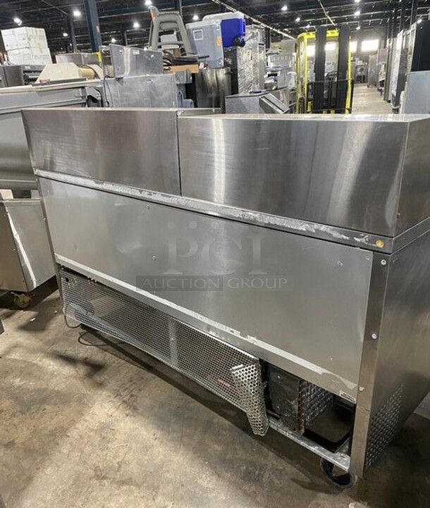 True Commercial Refrigerated Mega Top Sandwich Prep Table! With 3 Door Storage Space Underneath! Poly Coated Racks! All Stainless Steel! On Casters! Model: TSSU7218 SN: 14477571! 115V 60HZ 1 Phase! - Image 3 of 9