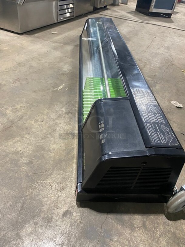 NICE! Hoshizaki Commercial Countertop Refrigerated Sushi Display Case Merchandiser! With Curved Glass! Stainless Steel Body! WORKING WHEN REMOVED! Model: HNC180AA  115V 60HZ 1 Phase - Image 2 of 8