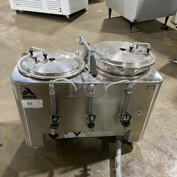 American Metal Ware All Stainless Steel Dual Coffee Brewer! With Hot Water Line! On Legs! Model 8103E Serial 106166! 120/208V 1 Phase! - Image 1 of 12