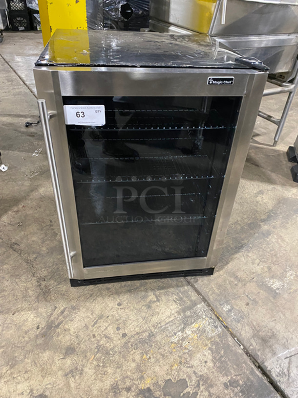 Magic Chef Commercial Refrigerated Countertop Single Door Mini Display Case Merchandiser! With View Through Door! With Metal Racks! All Stainless Steel! Model: HMBC58ST SN: THD1801HMBC58ST00445 115V - Image 1 of 8