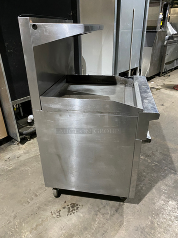 FAB! Therma Tek Commercial Natural Gas Powered Flat Top Griddle! With Right Side 2 Burners! Griddle Has Side Splashes! With Backsplash And Salamander Shelf! With Oven Underneath! Metal Oven Rack! All Stainless Steel! On Casters! - Image 4 of 11
