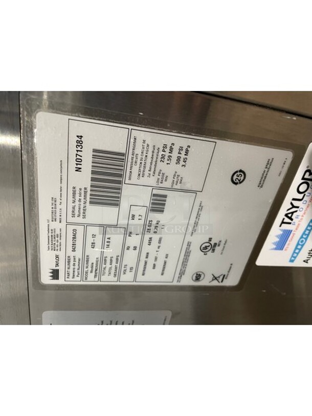 Nice! Taylor Crown Counter Top Slush/Coolata/Margarita Machine All Stainless Steel! Model 428-12 Serial N1071384! 115v 60hz - Image 12 of 12