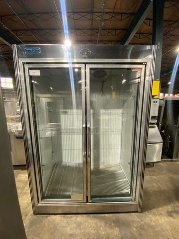 Marc Commercial 2 Door Reach In Cooler Merchandiser! With View Through Doors! With Poly Coated Racks! Stainless Steel Body! With Remote Compressor! No Compressor! Model: GDM2 SN: 120409 120V 60HZ 1 Phase