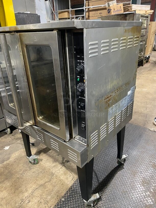 Nice! 2021 Magic Chef 38in Natural Gas Powered Commercial Convection Oven Stainless Steel! On Commercial Casters! Working When Removed! MODEL M38COD SN:21070096A  - Image 2 of 12