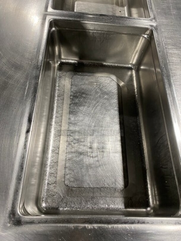 WOW! UNIQUE FIND! Delfield Manitowoc Commercial Custom-Made Half Cold Pan Half Steam Table Food Serving Station! Cold Pan Has 2 Door Refrigerated Storage Space Underneath! Steam Table Has Shelf Storage Space Underneath! All Stainless Steel! - Image 6 of 12