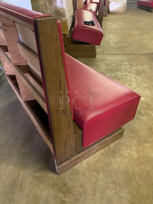NEW! Single Sided Red Cushioned Booth Seat! With Wooden Outline! Perfect For Up Against The Wall! Can Be Connected To Any Of The Booths Listed!  - Image 3 of 7