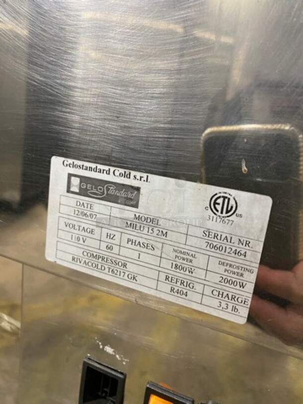 Gelostandard Cold Commercial Refrigerated Bakery Display Case Merchandiser! With Curved Front Glass! With Sliding Rear Access Doors! Stainless Steel Body! Model: MILU152M SN: 706012464 110V 60HZ 1 Phase - Image 9 of 10