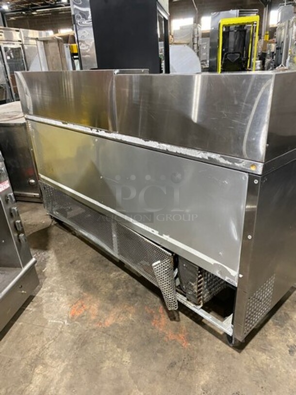 True Commercial Refrigerated Sandwich Prep Table! With 3 Door Storage Space Underneath! Poly Coated Racks! All Stainless Steel! On Casters! Model: TSSU7218 SN: 14477571! 115V 60HZ 1 Phase! - Image 4 of 9