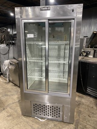 Leader 2 Glass Sliding Reach In Cooler Merchandiser! Model LS38! 115V 1 Phase! 
