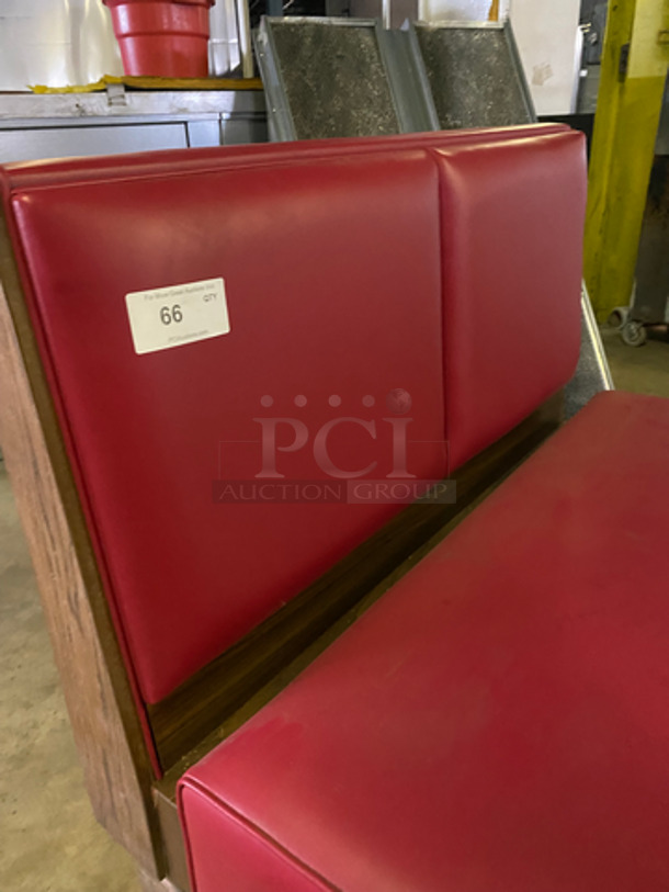 NEW! Single Sided Red Cushioned Booth Seat! With Wooden Outline! Perfect For Up Against The Wall! Can Be Connected To Any Of The Booths Listed!  - Image 6 of 7