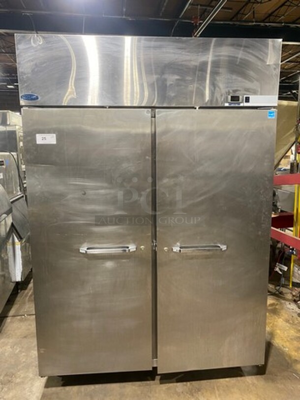 Norlake Commercial 2 Door Reach In Freezer! With Poly Coated Racks! All Stainless Steel! On Casters! Model: NF522SSS SN: 11090408 115V 60HZ 1 Phase