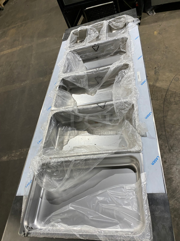 NEW! NEVER USED! Bayonne Commerical 5 Bay Cold Pan/Cold Food Buffet Counter! With Folding Serving Counter! With 2 Shelf Storage Underneath! All Stainless Steel! On Legs! Model: CPM-72 SN:7195 120V 60HZ 1 Phase! - Image 5 of 11