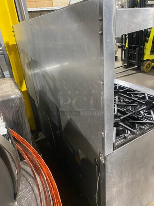 Vulcan Commerical Natural Gas Powered 10 Burner Stove! With Raised Back Splash And Salamander Shelf! With 2 Oven Underneath! All Stainless Steel! On Legs! - Image 4 of 11