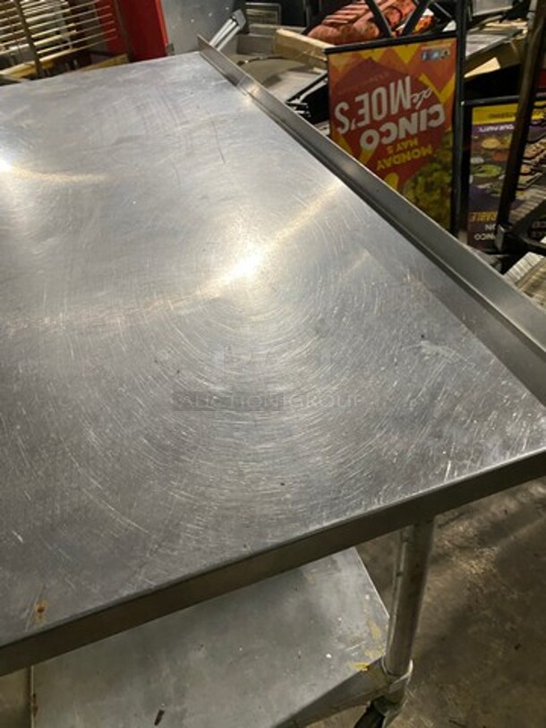 All Solid Stainless Steel Work Top/ Prep Table! With Back Splash! With Storage Space Underneath! On Casters! - Image 5 of 7