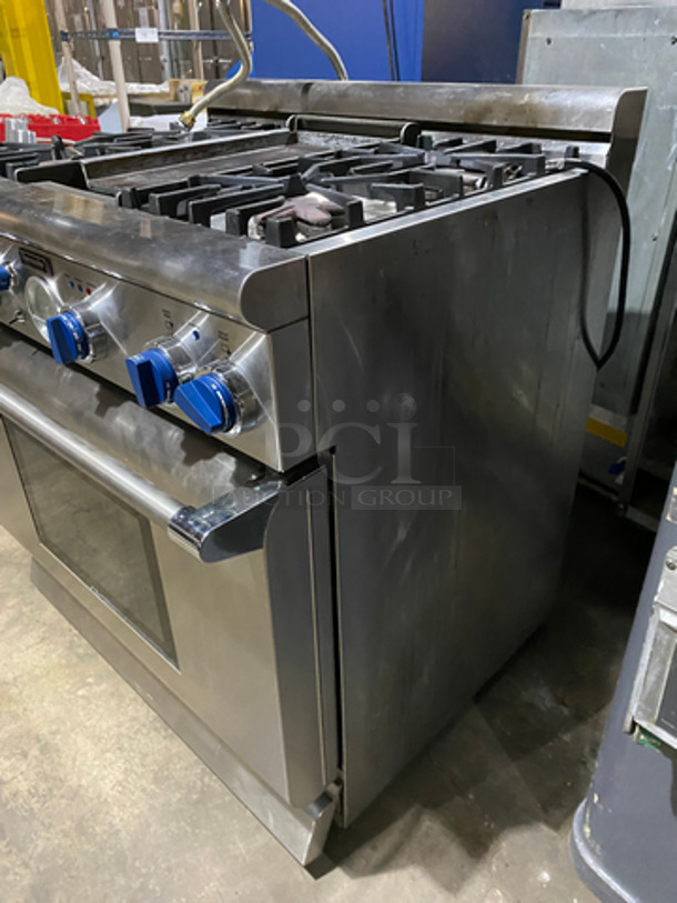 Thermador Gas Powered Stove Top! 4 Burner And Built In Flat Top In The Center! With Full Size Oven Underneath! With Metal Oven Racks! All Stainless Steel! - Image 2 of 12