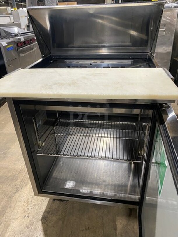 Turbo Air Commercial Refrigerated Sandwich Prep Table! With Commercial Cutting Board! With Single Door Storage Space Underneath! All Stainless Steel! On Casters! Model: TST28SD SN: S208406000 115V 60HZ 1 Phase - Image 5 of 10