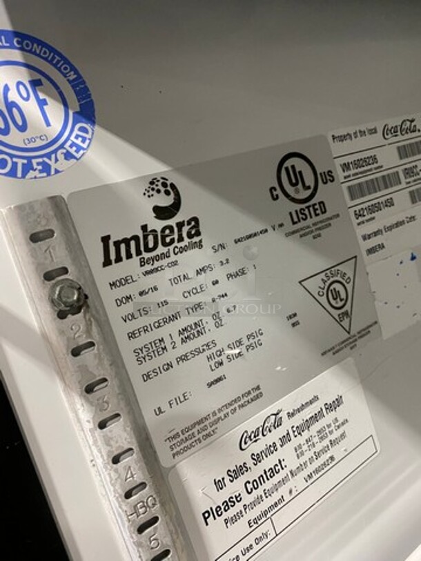 2016 Imbera Single Door Refrigerated Reach In Cooler Merchandiser! With View Through Door! With Poly Coated Racks! Model: VR09CCC02 SN: 642160501450 115V 60HZ 1 Phase - Image 7 of 8