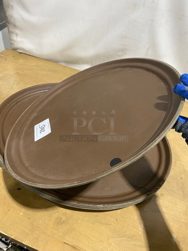 Winco Brown Non-Slip Oval Serving Trays! Model: TFG-2419N! 5X Your Bid!  - Image 6 of 7
