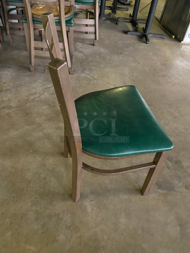 Green Cushioned Chairs! With Brown Metal Body! 5x Your Bid! - Image 3 of 7