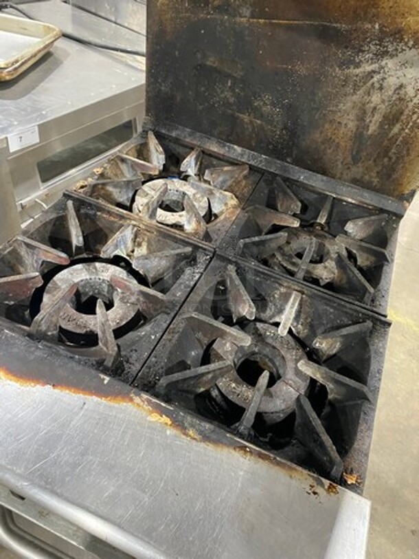 LATE MODEL! Tristar Commercial Natural Gas Powered 4 Burner Stove! With Raised Back Splash And Bakers Pride Salamander! With Full Size Oven Underneath! All Stainless Steel! On Casters! WORKING WHEN REMOVED! Model: TSR4 SN: 990441107015 - Image 5 of 11