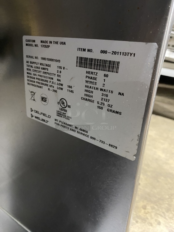 DELFIELD All Stainless Steel Commercial Refrigerated 2 Drawer Chef Base! On Casters! Model 17C52P Serial 1905150001649 115V/60Hz/1 Phase  - Image 5 of 8
