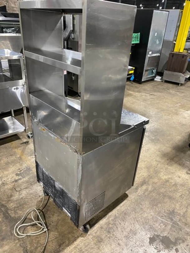 Turbo Air Refrigerated Salad Bar Island! With Double Over Head Shelf Storage! Single Door Storage Space Underneath! All Stainless Steel! On Casters! Model: MST28 115V - Image 4 of 10